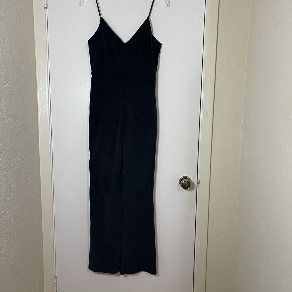 Lovers + Friends black velour vneck wide leg jumpsuit size US small